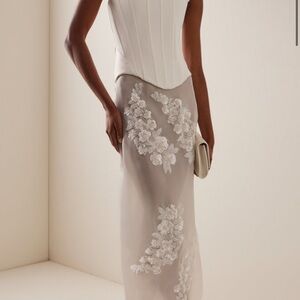 ILA the Brand Exclusive Pixie Embellished Silk-Organza Midi Skirt (Size 6)